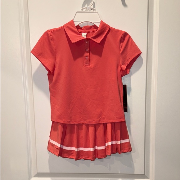90 Degree By Reflex Other - Girls' Coral Polo Top and Skort Set